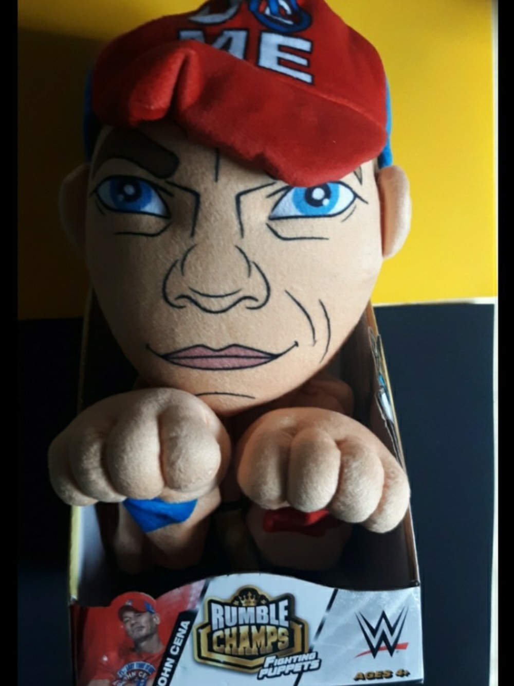 WWE John Cena Rumble Champs Plush Fighting Puppet - Red Hat, Blue Eyes
